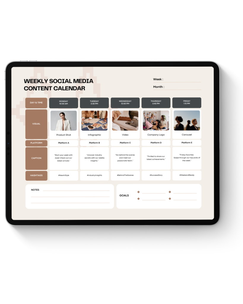 Weekly Social Media Content Calendar Weekly Social Media Content Calendar